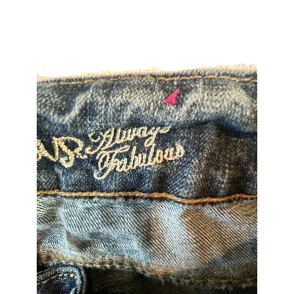 Almost Famous Jeans Women 9 Mid Rise Distressed Stretch Always Fabulous (W32 L31 - Picture 12 of 16